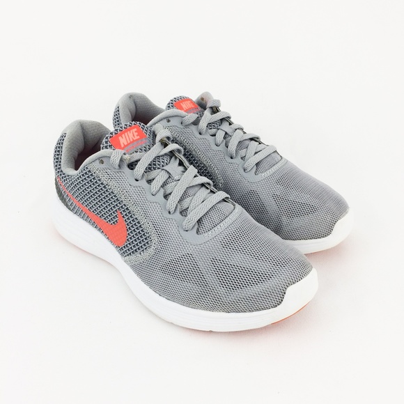 nike revolution 3 mens wolf grey hyper orange